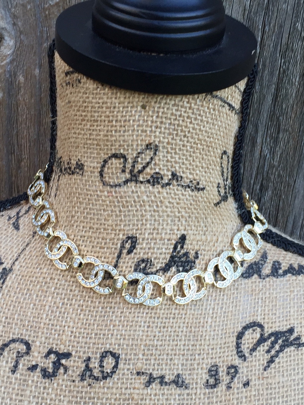 Authentic Chanel Gold Crystal Link Necklace
